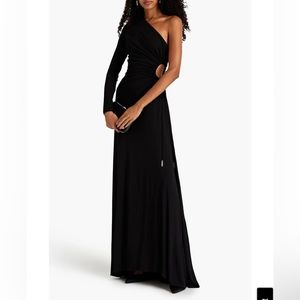 HALSTON One Shoulder cutout jersey full length gown